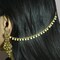 Indian Traditional Ear Chains for Women - Indian Jewellery for Earring Support Long Gold Tone Earring Chain Ear to Hair Chain Jewelry Faux Pearl Hair Accessory - Bridal Jewelry for Wedding